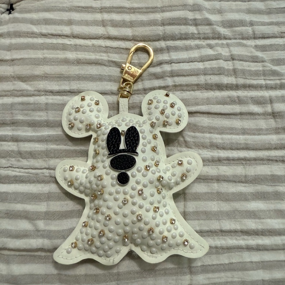 Ghost-Shaped Keychain with Gold Accents